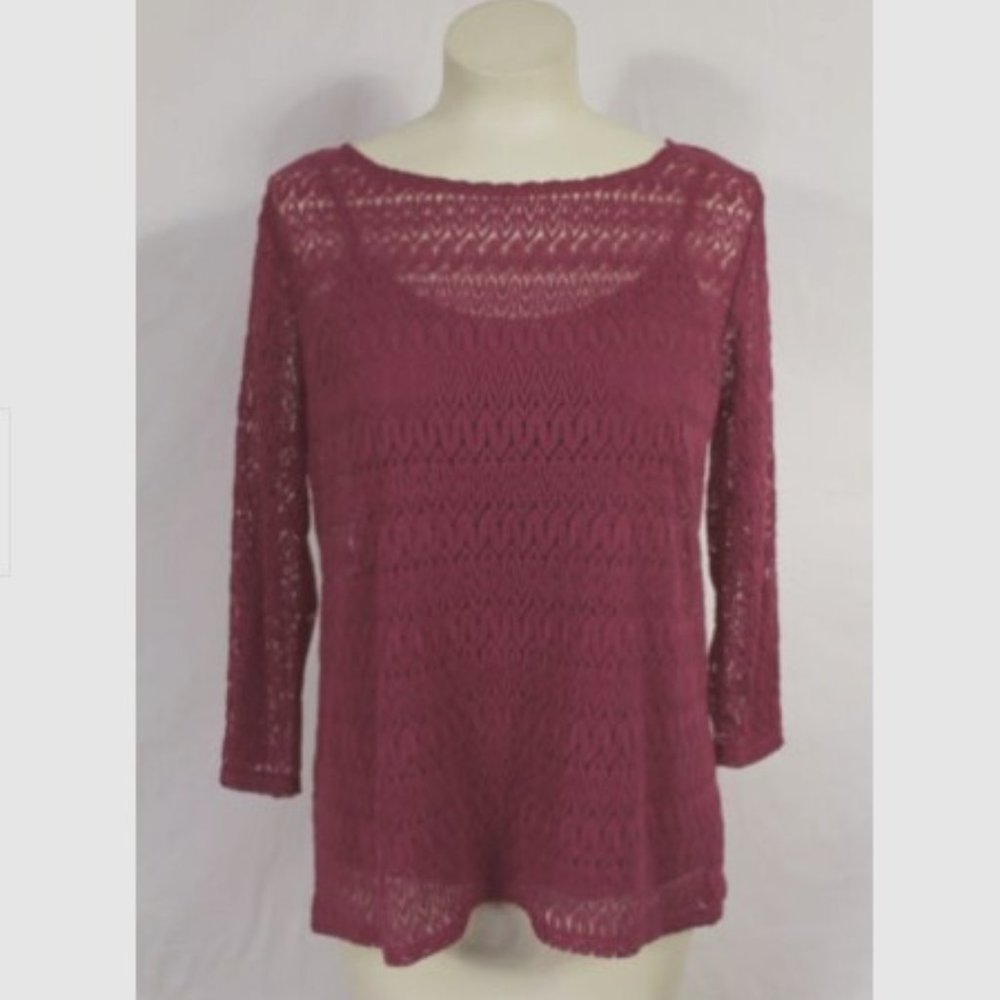 Style + Co Raspberry Pink Lace Top + Cami Set S